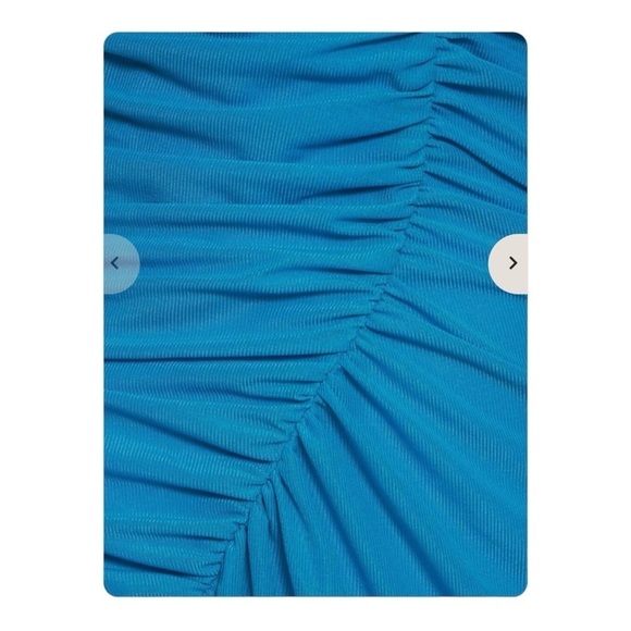 SIMON MILLER Blue Swizzle Strapless Ruched Side Slit Maxi Dress Medium - Picture 9 of 10